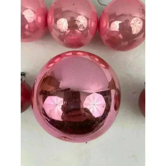 VTG Lot of 7 Ornament Bell Holiday Christmas Pink Mercury Glass - Picture 10 of 16